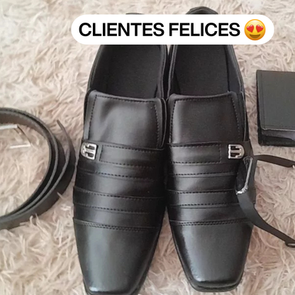 [¡COMPRÁ 1 Y LLEVATE 3 DE REGALO!] Zapatos de Cuero Premium + Cinturón + Billetera + Reloj Digital
